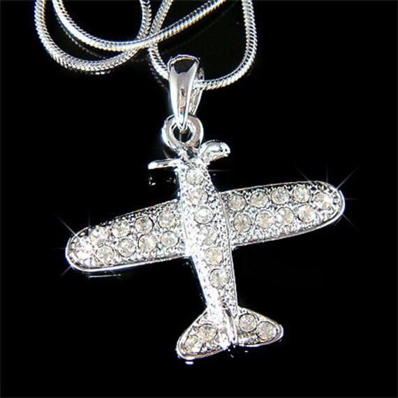 Swarovski Kristall 3D Flugzeug Halskette Pilot Miniatur Reise Schmuck Weihnachten Unisex 25.30.35.40.45.geburtstagsgeschenk von Kashuen