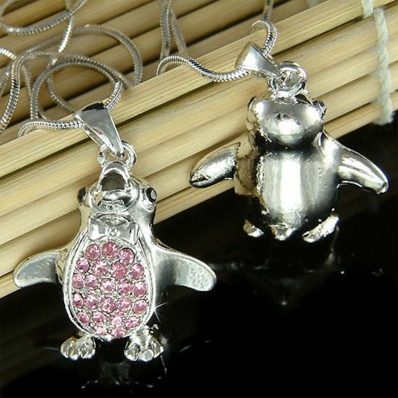 Swarovski Kristall 3D Rosa Pinguin Halskette Antarktis Baby Kaiser Niedlich Schmuck Freund Mädchen Weihnachten 20 25 30 35 40 Geburtstag Geschenke von Kashuen