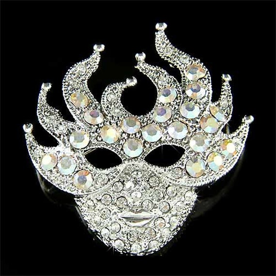 Swarovski Kristall Ab Phantom Der Oper Brosche Broadway Musical Maskerade Maske Tanz Mardi Gras Party Frauen Pin Weihnachten Geburtstag Geschenke von Kashuen