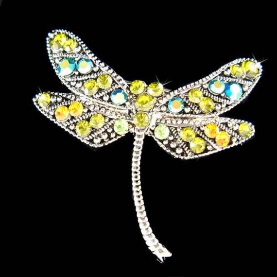 Swarovski Kristall Antik Style Grün Libelle Braut Hochzeit Pin Brosche Schmuck Weihnachten Bester Freund Erinnerung 50.60.geburtstag Geschenk von Kashuen