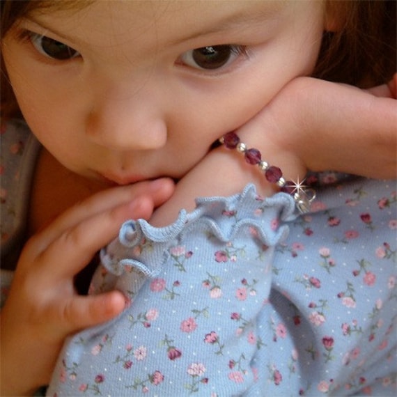 Swarovski Kristall Baby 1. Geburtstag Kleinkind Mädchen Februar Birthstone Sterilng Silber Herz Armband Kind Schmuck Kinder Weihnachtsgeschenk Neu von Kashuen