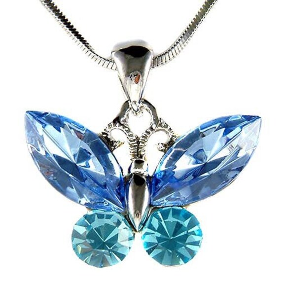 Swarovski Kristall Baby Blau Schmetterling Braut Hochzeit Halskette Schmuck Freunde Muttertag Weihnachten 30. 35. 40. 45. 50. Geburtstagsgeschenk von Kashuen