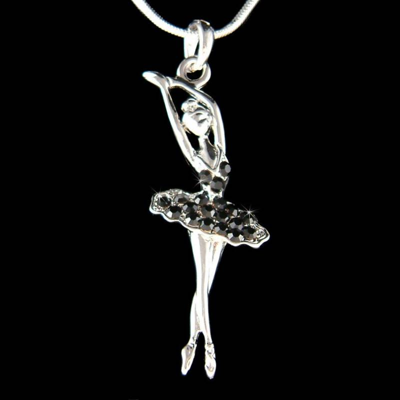 Swarovski Kristall Ballerina Halskette Ballett Tanz Mädchen Tänzerin Schwarzes Kleid Tanzschmuck Weihnachten 15. 16. 18. 20. 25. Geburtstagsgeschenk von Kashuen