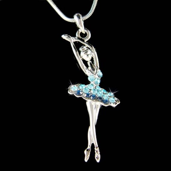 Swarovski Kristall Blau Ballerina Halskette Ballett Tanz Mädchen Tänzerin Tanzen Schmuck Weihnachten 15. 16. 18. 20. 25. 30 Geburtstagsgeschenk von Kashuen