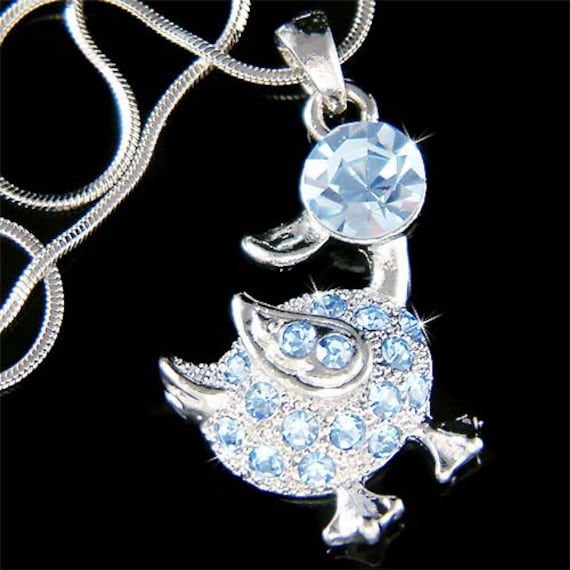 Swarovski Kristall Blau Duck Halskette Ducky Duckie Geese Gans Vogel Süße Tier Schmuck Naturliebhaber Weihnachten 9 16. 18. 30. Geburtstagsgeschenk von Kashuen