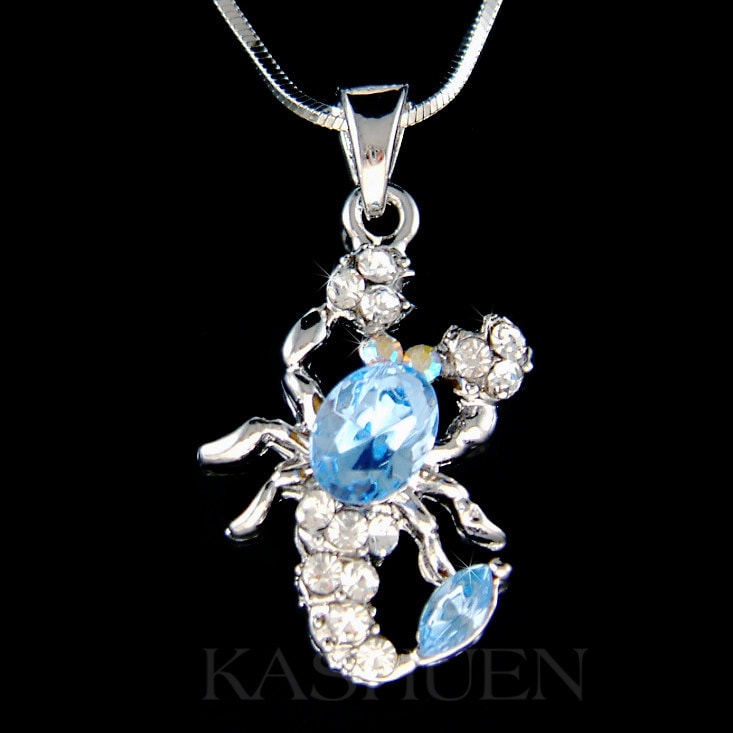 Swarovski Kristall Blau Giftkönig Skorpion Sternzeichen Fehler Insekt Schmuck Halskette Weihnachten Geburtstag Geschenke 4 European Charm Armband von Kashuen