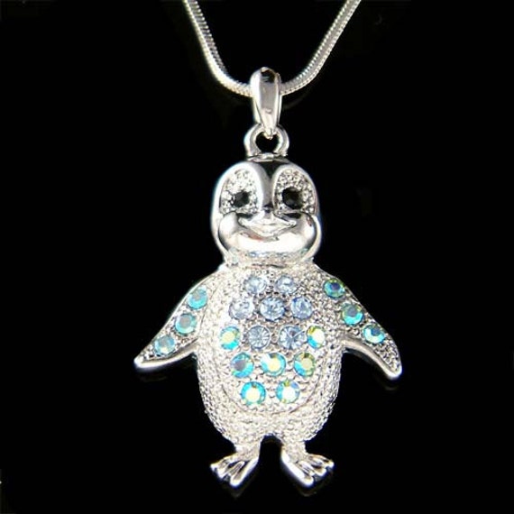 Swarovski Kristall Blau Pinguin Halskette Antarktis Baby Kaiser Süße Schmuck Freund Mädchen Weihnachten 18. 20. 25. 30. 35. Geburtstagsgeschenk von Kashuen