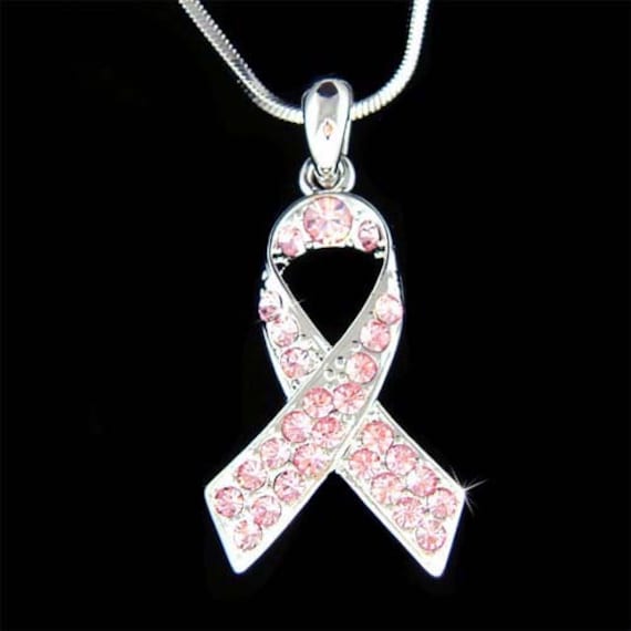 Swarovski Kristall Brustkrebs Bewusstsein Pink Ribbon Charme Halskette Schmuck Beste Freunde Familienmitglieder Mutter Tochter Liebe Unterstützung von Kashuen