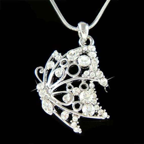 Swarovski Kristall Butterfly Halskette, Braut Hochzeit Schmuck, Jugendstil Style Weihnachten 40.50.60.70.80.90.100 Geburtstag Geschenke von Kashuen