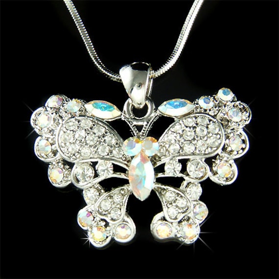 Swarovski Kristall Butterfly Halskette Braut Hochzeit Schmuck Muttertag Weihnachten 20 30 40 50 60 70 80 90 100 von Kashuen