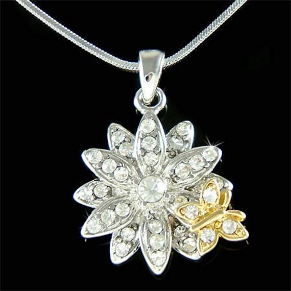 Swarovski Kristall Edel Daisy Schmetterling Halskette, Frühling Blumen Blume Familie Schmuck Weihnachten 50.60.70 Geburtstag Geschenke Armband Charme von Kashuen