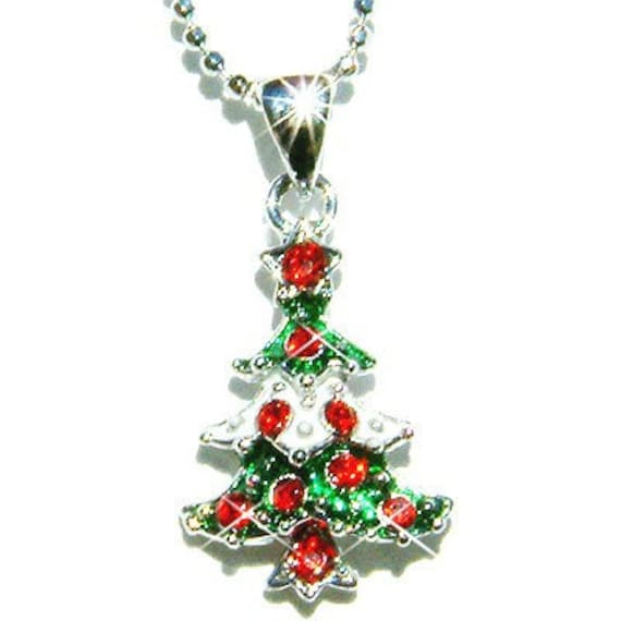 Swarovski Kristall Emaille Farbe Rot Grün Weiß Weihnachtsbaum Halskette Urlaub Party Hochzeit Charm Anhänger Schmuck Bester Freund Familie Geschenke von Kashuen