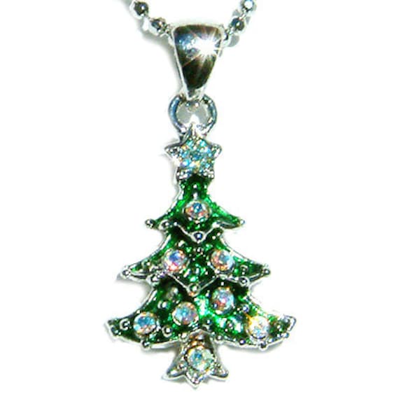 Swarovski Kristall Emaille Farbe Weihnachtsbaum Halskette Grün Urlaub Party Hochzeit Charm Anhänger Schmuck Familie 13.16.20 Geburtstagsgeschenke von Kashuen