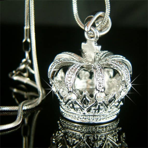 Swarovski Crystal Fee Schwermetall 3D Royal Crown Kreuz Hip Hop Charme Kette Anhänger Halskette Weihnachten Bester Freund Geburtstagsgeschenk Schmuck von Kashuen