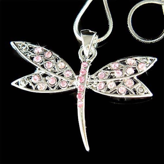 Swarovski Kristall Filigran Rose Rosa Libelle Halskette Braut Hochzeit Oma Geschenke Weihnachten Bester Freund Schmuck 50.60 von Kashuen