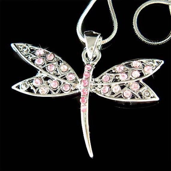 Swarovski Kristall Filigran Rose Rosa Libelle Halskette Braut Hochzeit Oma Geschenke Weihnachten Bester Freund Schmuck 50.60 von Kashuen