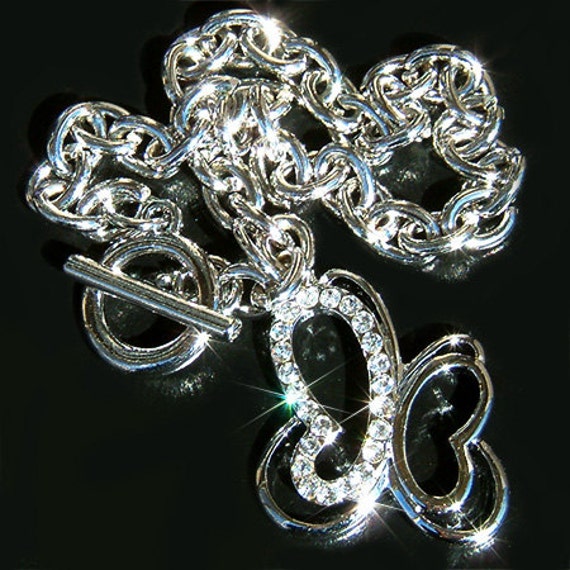 Swarovski Kristall Funkeln Klar Schmetterling Armband Braut Hochzeit Charm Toggle Kette Schmuck Beste Freundin 18.20 Geburtstag Weihnachtsgeschenk von Kashuen