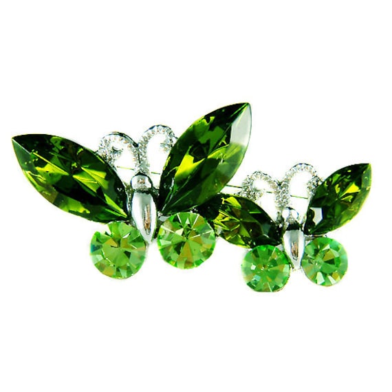 Swarovski Kristall Garten Grün Mutter Baby Schmetterling Brosche, Braut Hochzeit Frühling Pin Natur Insekt Schmuck 40.50 Geburtstag von Kashuen
