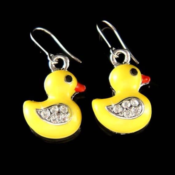 Swarovski Kristall Gelb Gummi Ente Ostern Ente Quacksalber Charm Anhänger Baumeln Ohrringe Niedlich Weihnachten Freunde Geburtstagsgeschenk von Kashuen