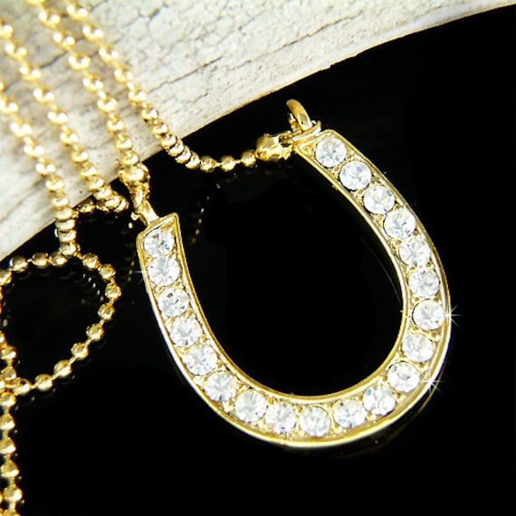 Swarovski Crystal Lucky Hufeisen Halskette Gold Braut Hochzeit Western Schmuck Promi Geburtstag 20.21.22.23.24.weihnachtsgeschenke von Kashuen