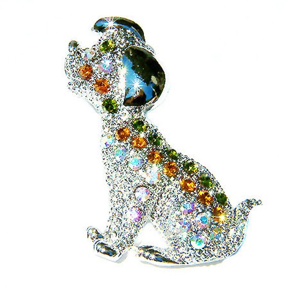 Swarovski Kristall Grün Beagle Hund Brosche Welpe Haustier Pin Tier Liebhaber Schmuck Weihnachten Freund 30.40.50.60.70.80.90 Geburtstag Geschenk von Kashuen