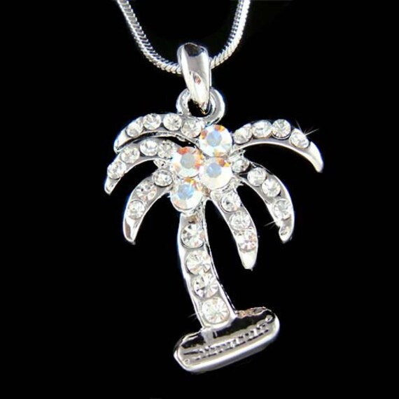 Swarovski Kristall Hawaiian Urlaub Palme Kokosnuss Hawaii Braut Strand Hochzeit Halskette Weihnachtsgeschenk Neu von Kashuen