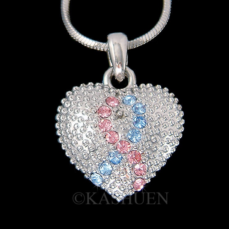 Swarovski Kristall Herz Baby Rosa Blau Schwangerschaft Säugling Verlust Sids Fehlgeburt Bewusstsein Band 18 "Halskette Bester Freund Geschenk von Kashuen