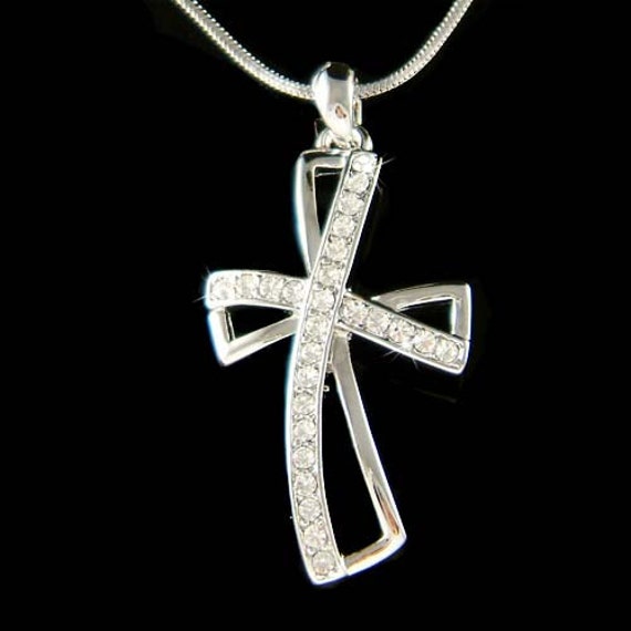 Swarovski Kristall Infinity Kreuz Halskette Stilvolle Moderne Kommunion Jesus Christus Gott Herr Religiöse Unisex Schmuck Weihnachten 30 von Kashuen