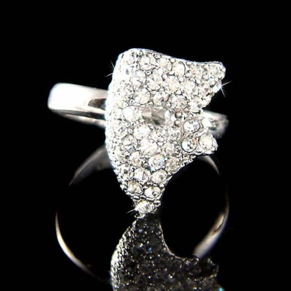 Swarovski Kristall Klar Phantom Der Oper Maskerade Maske Verstellbarer Ring, Schmuck Männer Frauen Mädchen Weihnachten 40 50 60 Geburtstag Geschenk von Kashuen