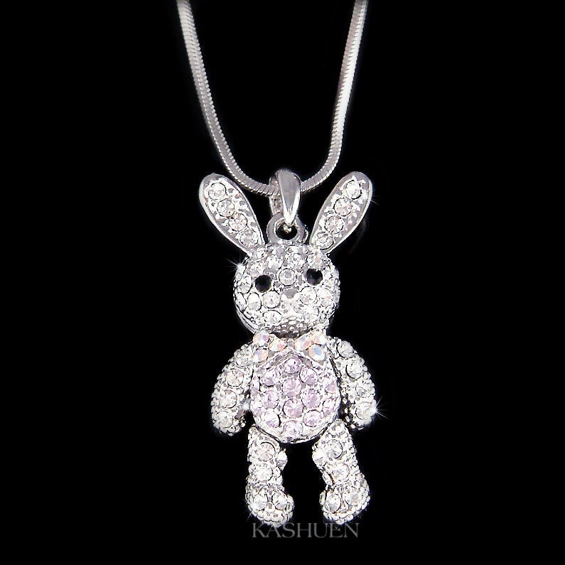 Swarovski Kristall Lila Baumelnde Ostermädchen Hase Beweglich Charm Kette Mädchen Halskette Schmuck Weihnachten 15. 16. Geburtstag Geschenk von Kashuen