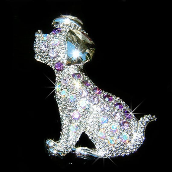 Swarovski Kristall Lila Beagle Hundebrosche Welpe Haustier Pin Tier Liebhaber Schmuck Weihnachten Freund 30.40.50.60.70.80.geburtstag Geschenk von Kashuen