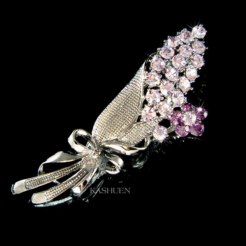 Swarovski Kristall Lila Blumen Blumenstrauß Pin Brosche Schmuck Braut Hochzeit Brautjungfern 30 40. 50. Geburtstag Geschenk von Kashuen