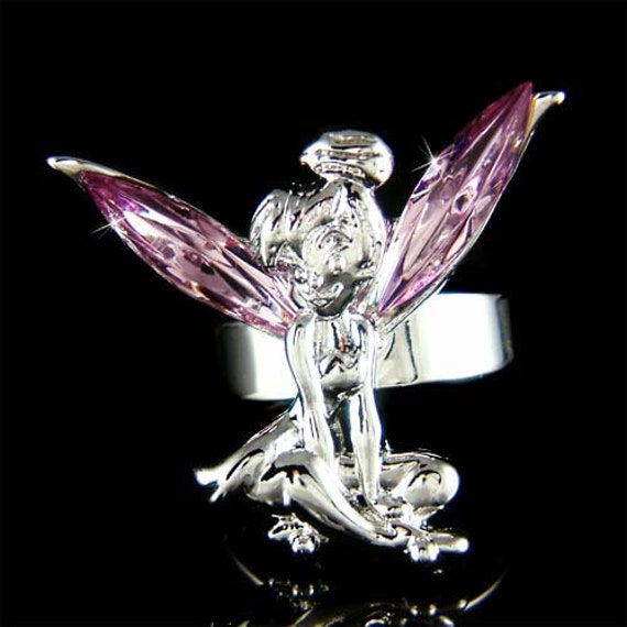 Swarovski Kristall Lila Fee Verstellbarer Ring Engel Flügel Frauen Schmuck Teenager Weihnachten Bff Niedlich Fantasie 30.40.geburtstag Geschenke von Kashuen