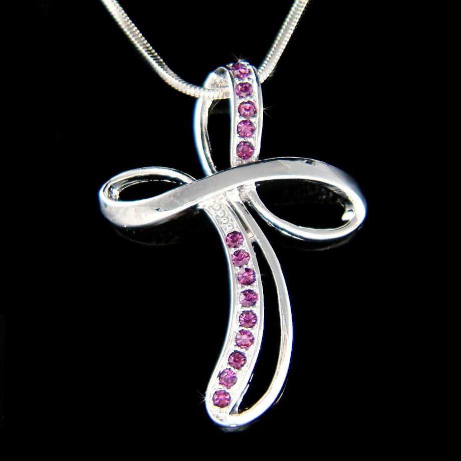 Swarovski Kristall Lila Jesus Christus Unendlichkeitskreuz Halskette Stilvoller Gott Herr Religiöser Schmuck Weihnachten 50. 60. 70. 80 von Kashuen