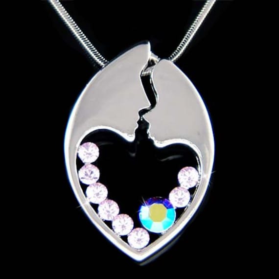Swarovski Kristall Lila Mom Mutter Liebe Baby Halskette Kind Kinder Mädchen Küsse Herz Mutterschaft Muttertagsgeschenk 60. 70. Geburtstag Schmuck von Kashuen