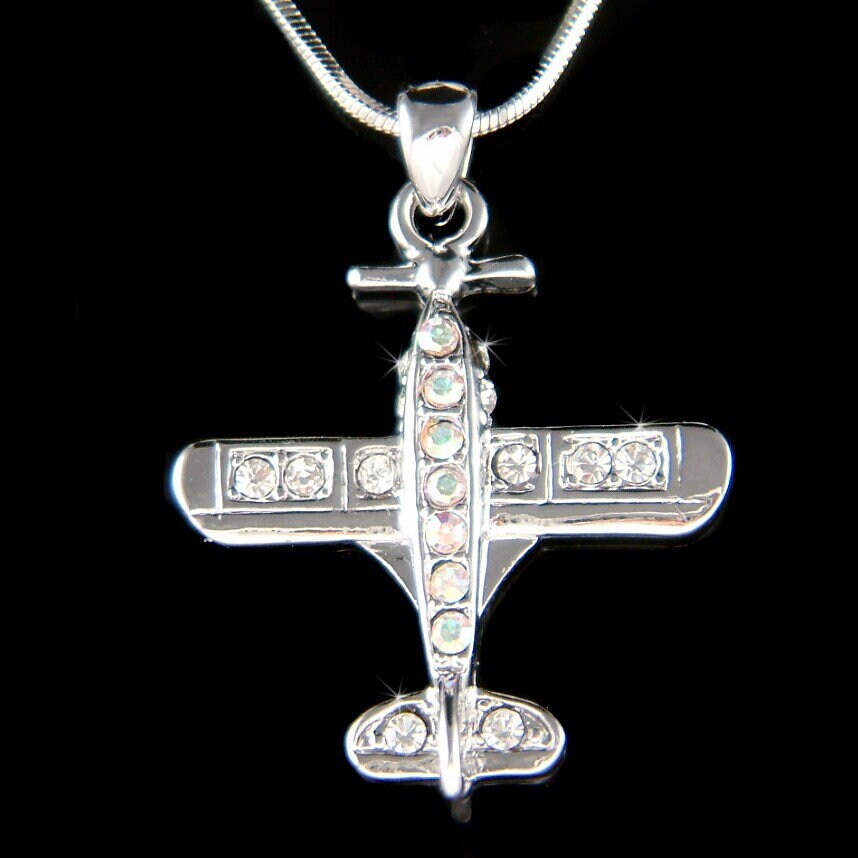 Swarovski Kristall Luftfahrt Pilot Flugzeug Halskette Schmuck Stewardess Flugbegleiterin Stewardessen Luft - Und Raumfahrttechniker von Kashuen