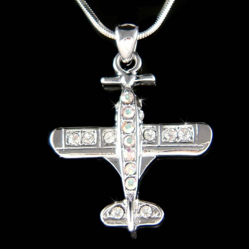 Swarovski Kristall Luftfahrt Pilot Flugzeug Halskette Schmuck Stewardess Flugbegleiterin Stewardessen Luft - Und Raumfahrttechniker von Kashuen