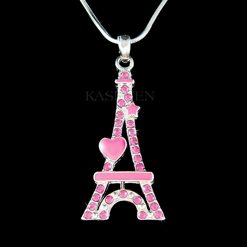 Swarovski Kristall Magenta Pink Eiffelturm Halskette Reisen Paris Frankreich Flitterwochen Herz Stern Schmuck Weihnachten 50 Geburtstagsgeschenk von Kashuen