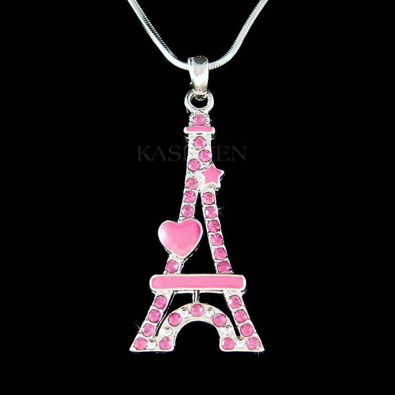 Swarovski Kristall Magenta Pink Eiffelturm Halskette Reisen Paris Frankreich Flitterwochen Herz Stern Schmuck Weihnachten 50 Geburtstagsgeschenk von Kashuen