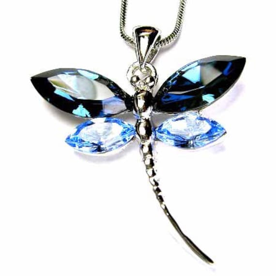 Swarovski Kristall Marineblau Libelle Halskette Braut Hochzeit Weihnachten Erinnerung Andenken Schmuck 50. 60. 70. 80. 90. 100. Geburtstagsgeschenk von Kashuen