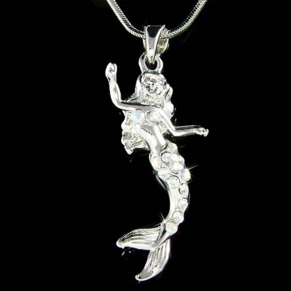 Swarovski Kristall Meerjungfrau Halskette Seenymphe Ozean Prinzessin Fisch Marine Kleine Mädchen Schmuck Weihnachten 9.10.11.12.13 von Kashuen