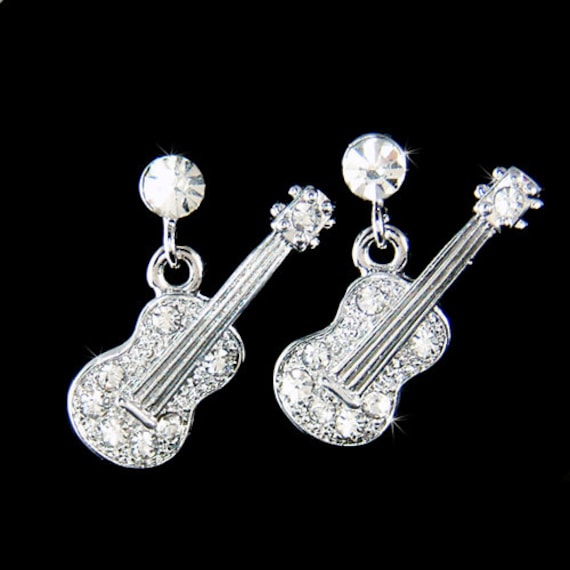 Swarovski Kristall Musik Rock Folk Klassisch Akustik Gitarre Ukulele Charme Ohrringe Unisex Bester Freund Weihnachtsgeschenk Musikinstrument Neu von Kashuen