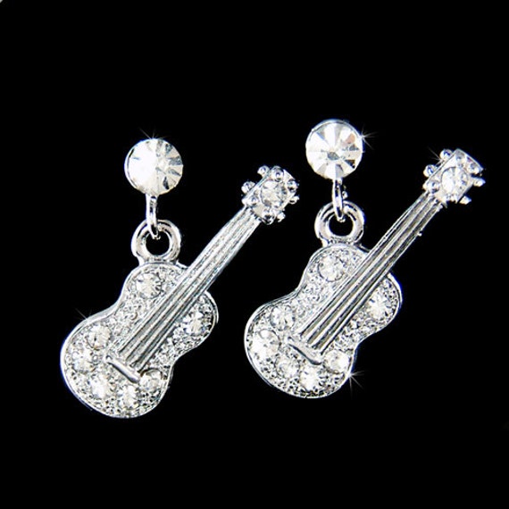 Swarovski Kristall Musik Rock Folk Klassisch Akustik Gitarre Ukulele Charme Ohrringe Unisex Bester Freund Weihnachtsgeschenk Musikinstrument Neu von Kashuen