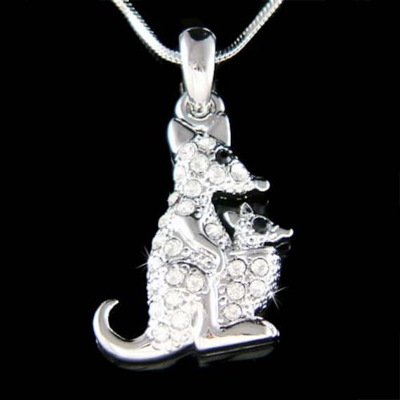 Swarovski Kristall Mutter Baby Känguru Halskette Aussie Australian Australien Joey Mutterschaft Keychain Schmuck Weihnachten 30 40 von Kashuen