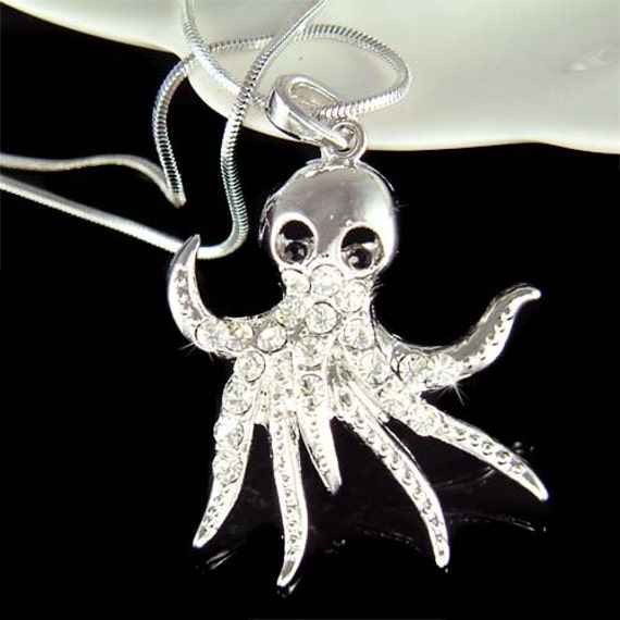 Swarovski-Kristall-Oktopus-Halskette, Meerestaucher, Schnorcheln, Meer, Strand, Hochzeit, Schmuck, Freunde, Weihnachten, 50., 20., 30., 40 von Kashuen