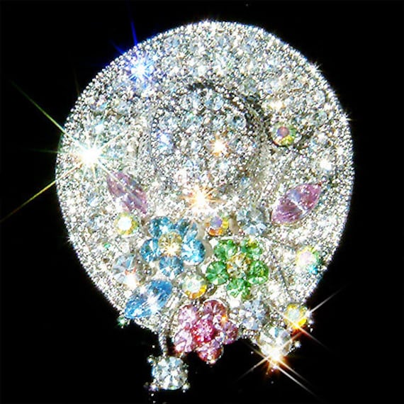 Swarovski Kristall Regenbogen Blume Floral Damen Party Hut Pin Brosche Schmuck Niedlich Valentine Muttertag Beste Freund Weihnachten Geschenk Neu von Kashuen
