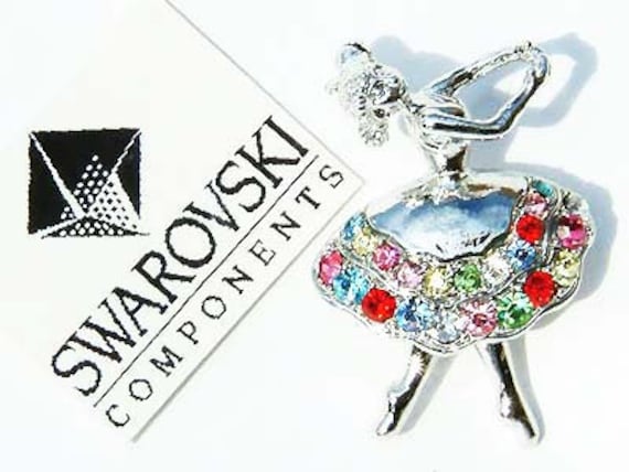 Swarovski Kristall Regenbogen Multi Farbe Ballerina Ballett Tanz Mädchen Tänzer Tanzen Pin Brosche Schmuck Coach Muttertag Weihnachtsgeschenk Neu von Kashuen