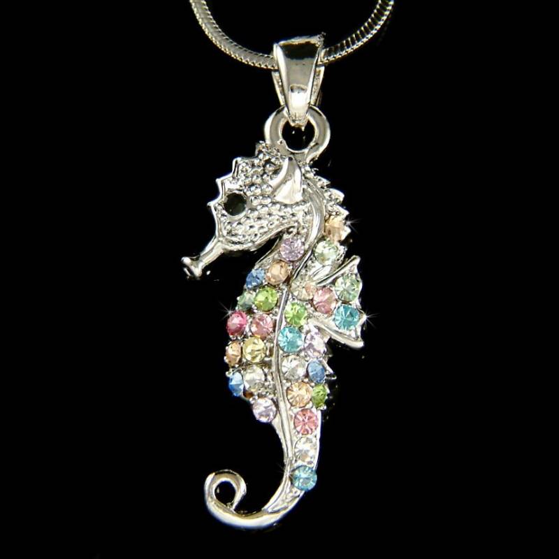 Swarovski Kristall Regenbogen Seepferdchen Halskette Meer Ozean Marine Strand Braut Brautjungfer Hochzeit Schmuck Weihnachten 20. 30. 40 von Kashuen