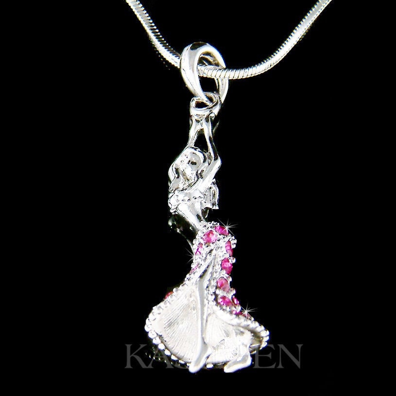 Swarovski Kristall Rosa 3D Hula Bauchtanz Ballroom Tänzerin Tanzen Halskette Schmuck Hawaii Hawaiian Souvenir Weihnachten 30 Geburtstagsgeschenk von Kashuen