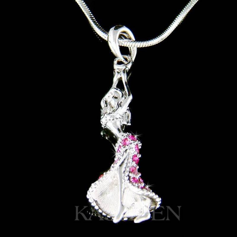 Swarovski Kristall Rosa 3D Hula Bauchtanz Ballroom Tänzerin Tanzen Halskette Schmuck Hawaii Hawaiian Souvenir Weihnachten 30 Geburtstagsgeschenk von Kashuen